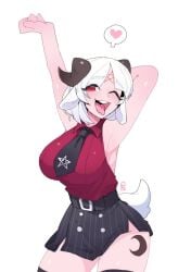 baphomet_(grizz) demon_girl goat_horns helltaker tongue_out