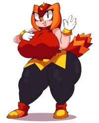 1girls big_ass big_breasts big_butt dork_boi female female_only huge_ass huge_breasts huge_butt lewd_dorky plump solo solo_female sonic_(series) sonic_superstars sonic_the_hedgehog_(series) tail thick_thighs trip_the_sungazer white_background wide_hips