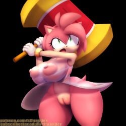 amy_rose anthro big_breasts blue_background breasts clothed clothing dress eulipotyphlan female furry furry_only genitals hair hedgehog hi_res huge_breasts mammal nipples no_underwear pink_hair pussy redraw sadflowerhappy see-through sega simple_background solo sonic_(series) sonic_x tail thick_thighs wet_clothes