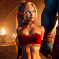 ai_generated blonde_hair blood_elf female warcraft world_of_warcraft zandalari_troll