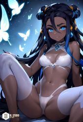 1girls ai_generated ass athletic athletic_female blue_eyes blue_streak breasts bride butterfly eyeshadow highlights_(coloring) innocent lingerie long_hair looking_at_viewer makeup nessa_(pokemon) nintendo petite pokemon pokemon_sm pokemon_trainer rlstudio sitting sitting_on_floor small_breasts stable_diffusion wedding_dress white_panties