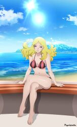 1girls akebi_sanzu alternate_version_available ass bare_legs bare_shoulders barefoot beach big_ass big_butt bikini blonde_female blonde_hair boruto:_naruto_next_generations breasts butt cleavage crossed_legs delta_(boruto) exposed_belly feet female foot_fetish hi_res high_resolution highres legs_crossed light-skinned_female light_skin lips lipstick looking_at_viewer makeup medium_breasts nail_polish naruto naruto_(series) ocean outdoors outside painted_nails pale-skinned_female pale_skin panties perky_breasts pink_bikini pink_eyes pink_panties pink_swimsuit pose posing psyclopathe shounen_jump sitting solo solo_female solo_focus striped_bikini striped_panties stripes summer sunny swimsuit thick_thighs thighs toenail_polish toenails toes voluptuous voluptuous_female wavy_hair yellow_hair yellow_lips yellow_lipstick yellow_nail_polish yellow_nails yellow_toenail_polish yellow_toenails