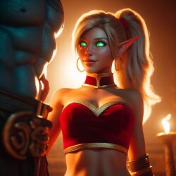 ai_generated blonde_hair blood_elf female warcraft world_of_warcraft zandalari_troll