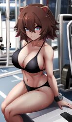 1girls ai_generated ghostlydiffusion gym owozu rakkun virtual_youtuber vtuber