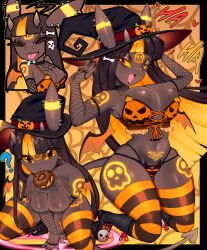 1girls bangs big_breasts black_hair blunt_bangs blush eeveelution female female_only fishnets generation_2_pokemon halloween hi_res horns long_hair looking_at_viewer nintendo nose_piercing pokémon_(species) pokemon pokemorph red_eyes smiling smiling_at_viewer solo striped_thighhighs succubus_wings succumbeon thick_thighs thighhighs two_tone_hair umbreon wings yellow_hair yellow_sclera