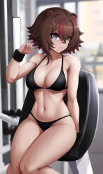 1girls ai_generated ghostlydiffusion gym owozu rakkun virtual_youtuber vtuber