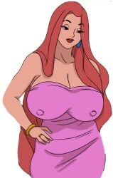 big_breasts big_nipples discreenvision inusen makeup milf night_dress red_hair tagme very_long_hair