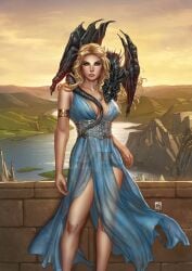 a_song_of_ice_and_fire daenerys_targaryen dragons game_of_thrones mike_krome standing