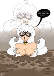 black_cat_(marvel) breasts felicia_hardy female_only gooptribution marvel mud mud_pit quicksand sinking solo spider-man_(series) white_skin