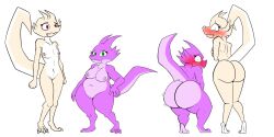 2girls ass birbpan blush breasts covering embarrassed female nude pussy scalie tagme