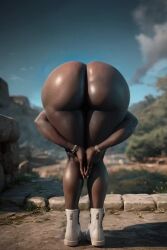 1girls ass dark-skinned_female female league_of_legends praise_da_booty_(meme) senna_(league_of_legends) tagme