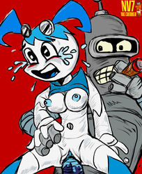 1boy 1boy1girl 1girls bender_bending_rodriguez breasts female futurama humanoid jenny_wakeman my_life_as_a_teenage_robot nev robot robot_girl shitpost smooth_skin