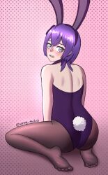 1girls alternate_costume ass back_view backless_outfit bare_back bernadetta_von_varley big_ass bunny_ears bunny_girl bunnysuit easter feet female female_only fire_emblem fire_emblem:_three_houses from_behind grey_eyes looking_back nintendo purple_hair solo sunny_the2nd thighs