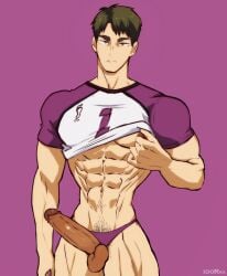 abs daddy dick erect_penis erection haikyuu!! idoraad lad lilprincyvi looking_serious male male_focus male_only manly muscular muscular_male nipple_play pecs penis penis_out serious serious_face serious_look shirt_lift shirt_up solo solo_focus solo_male tiny_waist underwear ushijima_wakatoshi volleyball_uniform