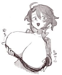 30th_video_rentals alternate_breast_size big_breasts black_hair breasts breasts_bigger_than_head cleavage curvy doodle female_focus female_only huge_breasts indie_virtual_youtuber jumpsuit kataochi_chuuko large_breasts looking_at_viewer nakako_kataochi poki0_don posing short_hair sketch smile solo solo_female top_heavy virtual_youtuber