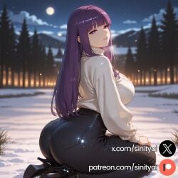 1girls 2025 ai_generated ass bangs big_ass big_breasts blurred_background blurry_background depth_of_field female fern_(sousou_no_frieren) frieren_beyond_journey&#039;s_end fringe hi_res high_quality high_resolution highres huge_ass huge_breasts huge_thighs long_hair nsfw patreon patreon_exclusive patreon_link patreon_logo patreon_url purple_eyes purple_hair sinity small_waist sousou_no_frieren thick_thighs thin_waist