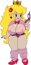 alpha_channel big_areola big_hair big_nipples blonde_hair bowtie cassettedream crown dream-cassette flip_phone flower_in_hair for_sticker_use half-closed_eyes heels holding_object hoshime huge_areola huge_areolae huge_breasts huge_nipples leg_warmers legwarmers mario_(series) mob_face nipple_slip paper_mario paper_peach png princess_peach prostitute prostitution shadow_peach shadow_queen sticker_template thong transparent_background transparent_png