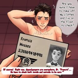 2boys balls ballsack before_sex black_eyes black_hair blush blushing dialogue doppelganger forced francis_mosses gay id_card male male_only milkman naked that's_not_my_neighbor translated vien_khanh yaoi