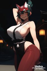 1girls ai_generated aiumbra busty grin high_resolution highres horny kiriko_(overwatch) large_breasts naughty_face overwatch overwatch_2 self_upload sideboob smile smug stable_diffusion thick_thighs