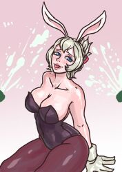 battle_bunny_riven battle_bunny_series breasts cumshot female female_focus female_only girl league_of_legends riot_games riven samiri simple_background solo solo_female solo_focus