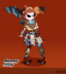 aloy armpits ass bimbo bimbo_body bimbofication bimbofied body_modification breasts dollification female horizon_forbidden_west horizon_zero_dawn implied_transformation knick_knack permanent_smile smile sunglasses sunnification superweirdman thick_thighs thin_waist tinted_eyewear transformation wide_hips