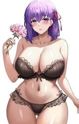 1girls bikini blush breasts fate/stay_night fate_(series) female high_resolution huge_breasts jasony light-skinned_female light_skin looking_at_viewer matou_sakura purple_eyes purple_hair thick_thighs wide_hips