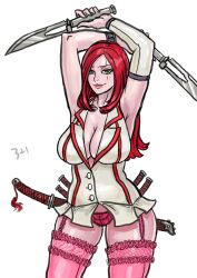 breasts female female_focus female_only girl katarina_du_couteau league_of_legends riot_games samiri simple_background solo solo_female solo_focus