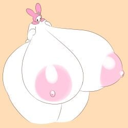 breasts hyper hyper_breasts jpeg my_melody onegai_my_melody sanrio simple_background solo tha_randomu