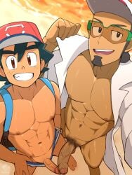 0027woo 2boys abs age_difference ash_ketchum beach curly_pubic_hair dark_pubic_hair foreskin gay kukui_(pokemon) male male/male male_nipples male_only muscular muscular_male nipples no_pubic_hair partially_retracted_foreskin pecs penis_size_difference pokemon pokemon_sm professor_kukui pubic_hair retracted_foreskin satoshi_(pokemon) size_difference speedo tagme tan_skin uncensored uncircumcised veiny_penis yaoi