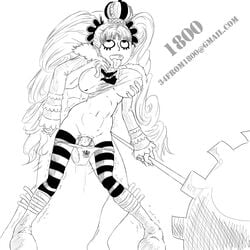 1800 faceless_male female fucked_silly male monochrome one_piece perona sex straight_hair striped_legwear twintails vaginal_penetration