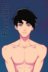 ai_generated black_hair blue_eyes boy danny_fenton danny_phantom handsome male peccatum relaxing younger_male