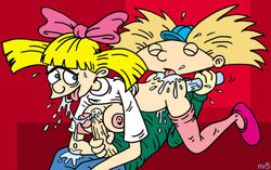 1boy 1girls 69 anilingus arnold_shortman blonde_hair breasts color erection exposed_breasts female helga_pataki hey_arnold! human human_only male male_focus nev nickelodeon nipples penis rimming straight toony veiny_penis vibrator