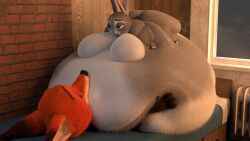 big_ass big_breasts breasts bubble_butt extrudeds huge_ass judy_hopps nick_wilde overweight thick_thighs wide_hips zootopia