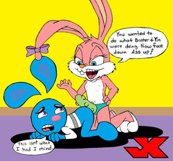 1boy 1girl 1girls anthro babs_bunny female fur furry imminent_anal imminent_pegging imminent_penetration imminent_sex jk male mammal pegging rabbit straight strap-on strapon tiny_toon_adventures top-down_bottom-up uncensored yang_(yin_yang_yo!) yin_yang_yo!