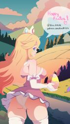 behind_view blue_eyes easter easter_egg female female_focus female_only mario_(series) nintendo panties princess_peach yellow_hair