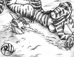 1boy 1girls ankylosaurus anthrosaurs bikini buried buried_in_sand dinosaur dinosaur_boy dinosaur_girl predaguy scalie swimsuit