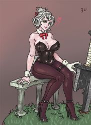 battle_bunny_riven breasts female female_focus female_only girl high_heels league_of_legends riot_games riven samiri simple_background solo solo_female solo_focus the_grind_series