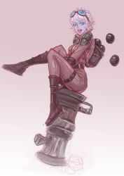 breasts female female_focus female_only girl league_of_legends riot_games samiri simple_background solo solo_female solo_focus tristana yordle