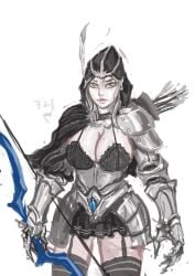 ashe_(league_of_legends) breasts female female_focus female_only girl league_of_legends riot_games samiri simple_background solo solo_female solo_focus