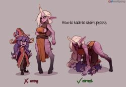 1futa 1girls 2d big_breasts breasts cactigang clothed clothing duo english_text female fully_clothed futa_on_female futanari hooves how_to_talk_to_short_people humanoid instant_loss_2koma league_of_legends long_hair lulu_the_fae_sorceress mating_press meme mostly_clothed piledriver_position purple_hair purple_skin sex sideboob soraka standing text white_hair yordle