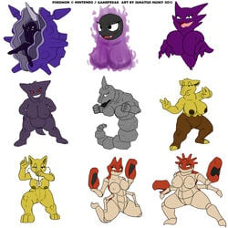 9girls breasts cloyster crab crab_girl drowzee eyelashes fangs female female_hypno fur furry gastly gengar ghost ghost_girl haunter hypno ignatius_husky kingler kneeling krabby large_breasts looking_at_viewer nintendo nipples no_nipples onix oyster pincers pokemon pokemon_(species) purple_skin rock snake spikes spirit standing thick_thighs white_background