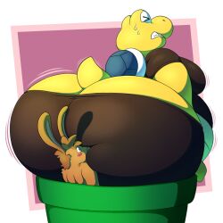 2boys anthro ass_cleavage bbm bhm big_ass big_belly big_butt big_chest big_moobs blush blushing_male bunny commission face_in_ass fat fur furry gigantic_ass gigantic_butt hare huge_ass huge_butt koopa koopa_jay koopa_troopa male/male male_only mario_(series) moobs nintendo obese obese_male overweight overweight_male pipes rabbit scalie shell short_tail smushed squish squished squished_ass stuck_in_pipe super_mario_bros. tail vetoknox warp_pipe