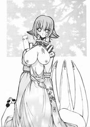 1girls artist_request breasts clothing darkstalkers female female_only hsien_ko jiangshi large_breasts lei-lei lei_lei lin-lin looking_away mei-ling monochrome nipples short_hair simple_background solo