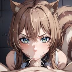 1girls :>= ai_generated angry angry_face animal_ears ayunda_risu blowjob blue_eyes brown_hair cum cum_in_mouth cum_in_throat cute deep_blowjob deep_throat deepthroat deepthroat_no_hands eye_contact fellatio female fringe green_eyes hands-free hi_res hololive hololive_indonesia looking_at_viewer nonstop_nut_november oral oral_creampie oral_sex petite pov squirrel_ears squirrel_girl squirrel_tail stable_diffusion teenager virtual_youtuber