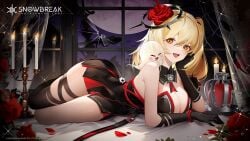 1girls blonde_hair female female_focus female_only fenny_(snowbreak:_containment_zone) ghost halloween rose snowbreak:_containment_zone tagme twintails