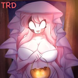 artist_signature big_breasts friday_night_funkin halloween looking_at_viewer panties pink_hair pink_skin sarvente_(dokki.doodlez) smile smiling smiling_at_viewer tagme trd-yo trick_or_treat tummy