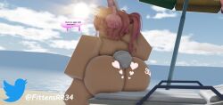 1girls 3d beach big_ass bunny_tail fittens roblox robloxian tagme talking_to_viewer