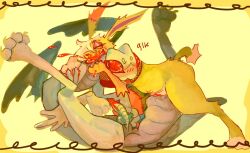 anthro arthropod bite blood bodily_fluids dijon_(guncht) duo eeveelution female generation_1_pokemon genital_fluids guncht insects jolteon knot male male/female neck_bite nintendo pokemon pokemon_(species) pussy_juice