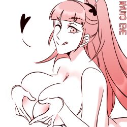 fire_emblem fire_emblem:_three_houses heart heart_hands hilda_valentine_goneril myutoeve nintendo nude pink_hair solo source_request tongue_out wink