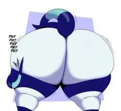 ass big_ass big_butt blue_skin breathotter bubble_ass bubble_butt female rae_(atemylegs) tail text white_skin words